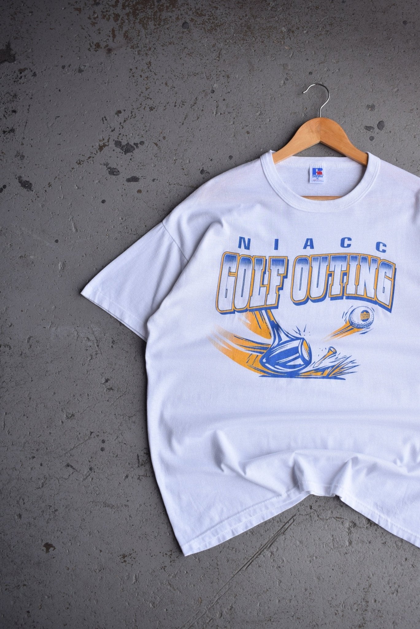 Vintage 90s Russell x NIACC Golf Outing Tee (L/XL) - Retrospective Store