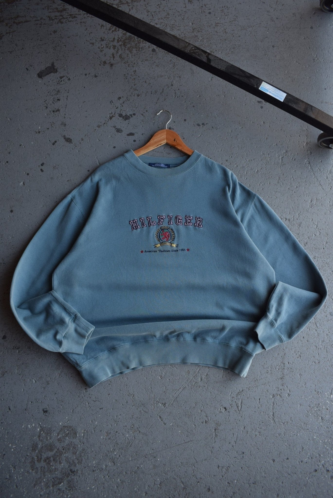 Vintage 90s Tommy Hilfiger Spellout Embroidered Crewneck (XL) - Retrospective Store