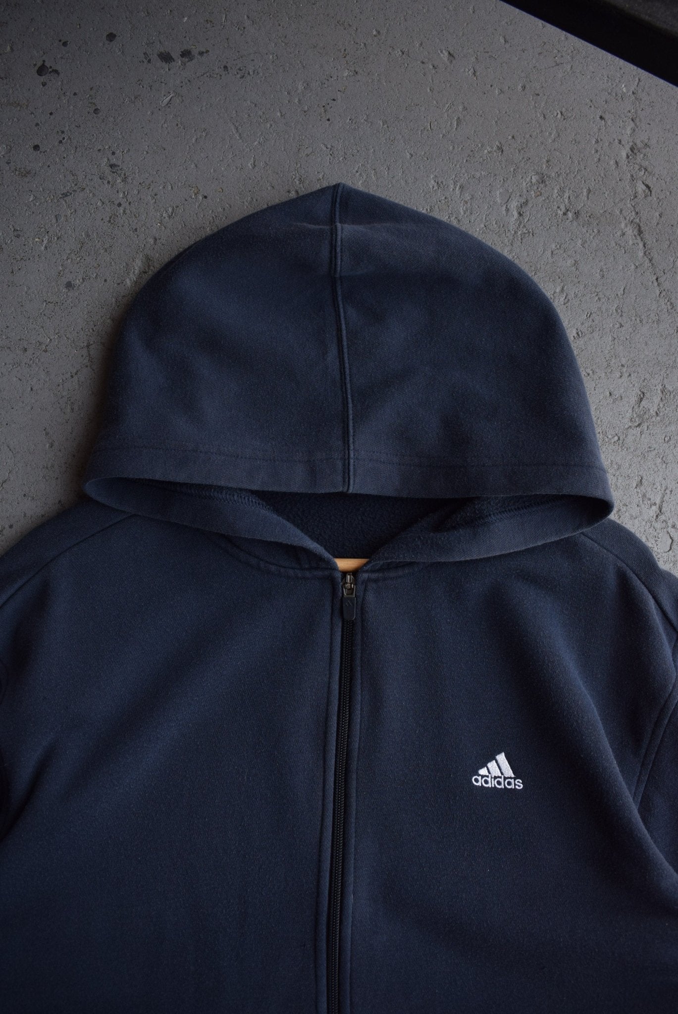Vintage Adidas Classic Logo Embroidered Full - Zip Hoodie (L) - Retrospective Store