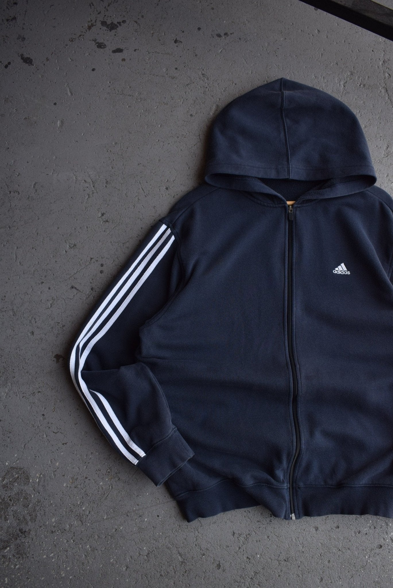 Vintage Adidas Classic Logo Embroidered Full - Zip Hoodie (L) - Retrospective Store