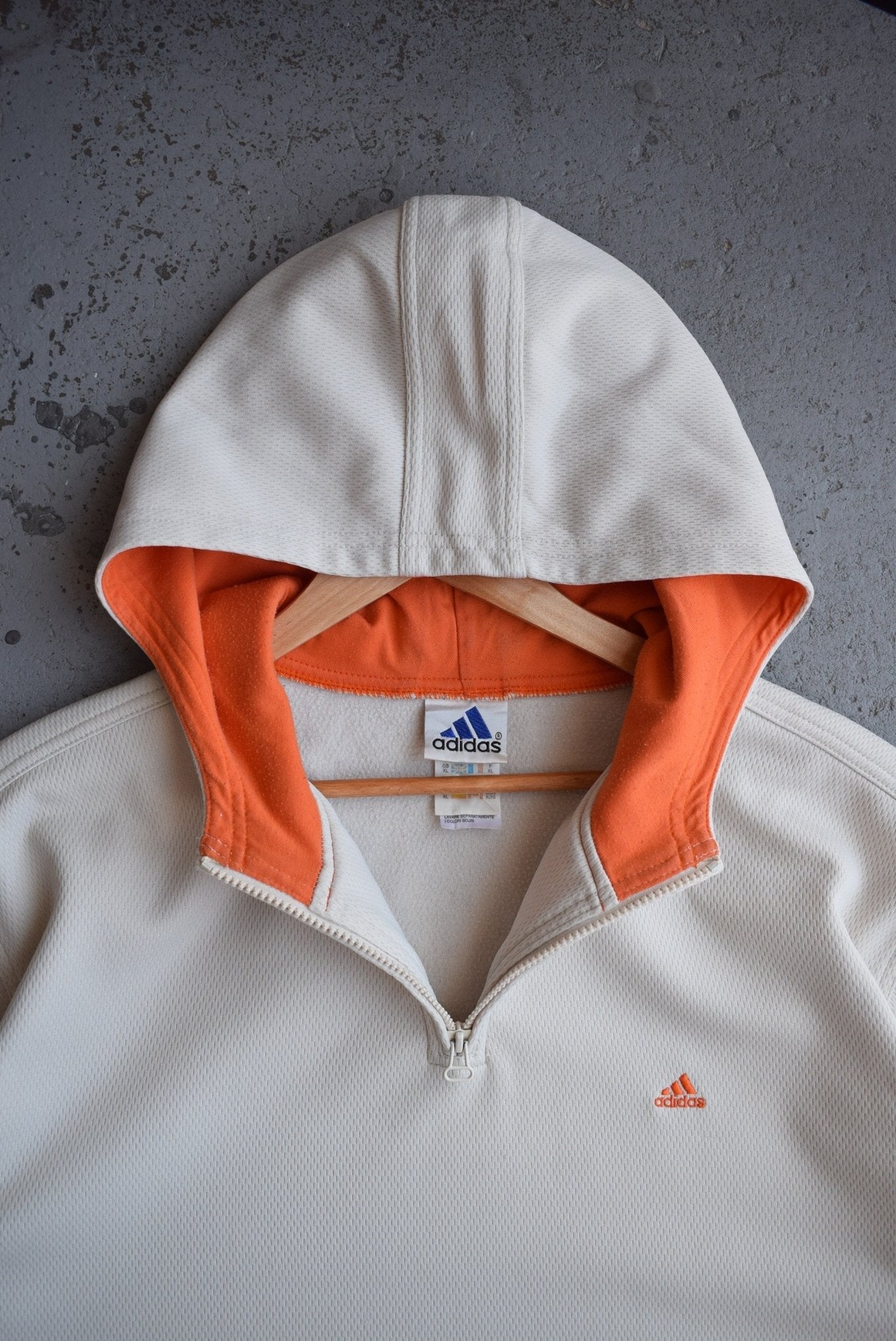 Vintage Adidas Classic Logo Embroidered Quarter Zip Hoodie (XL) - Retrospective Store