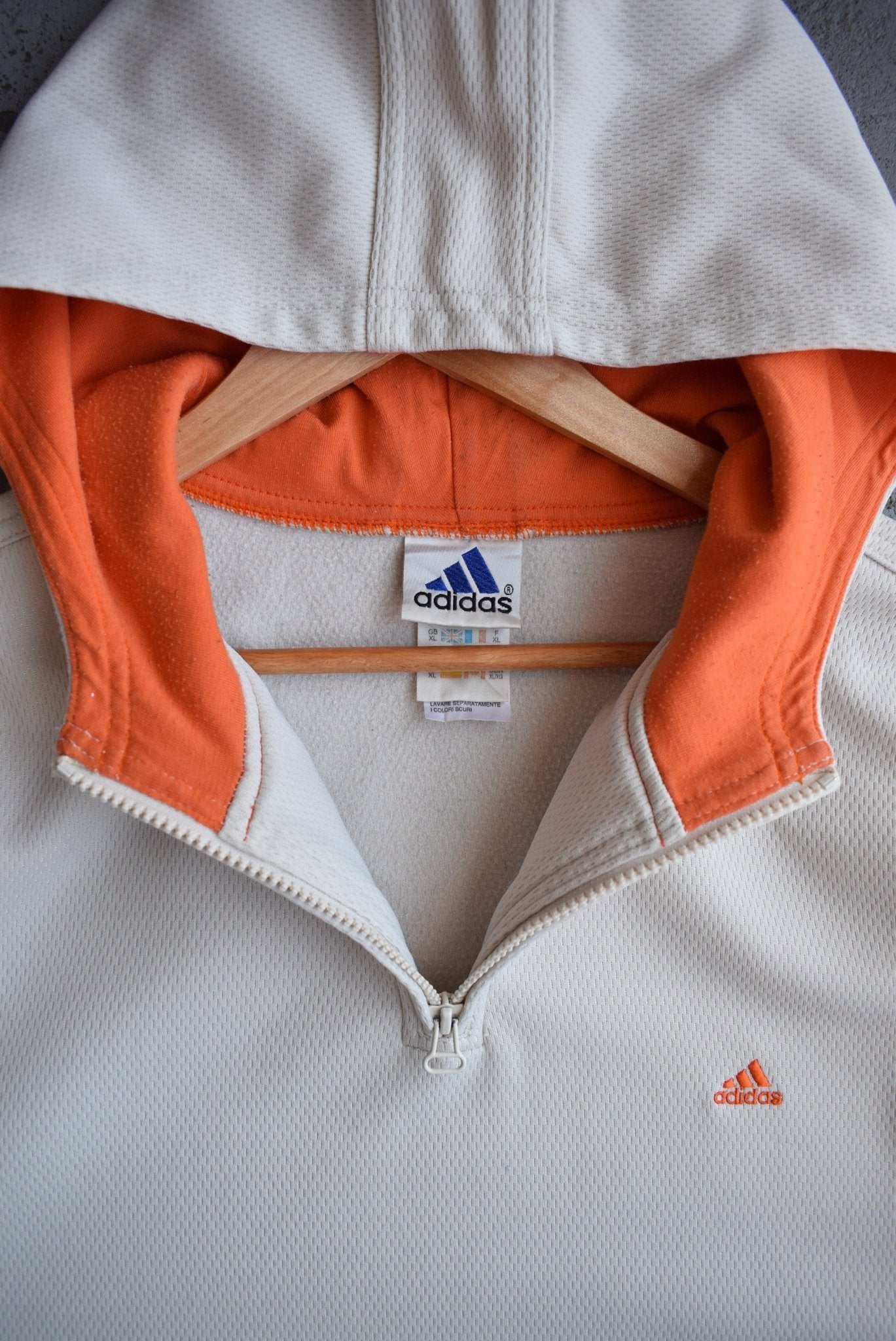 Vintage Adidas Classic Logo Embroidered Quarter Zip Hoodie (XL) - Retrospective Store