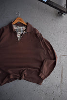 Vintage Burberry Classic Logo Embroidered Long Sleeve Polo (L) - Retrospective Store