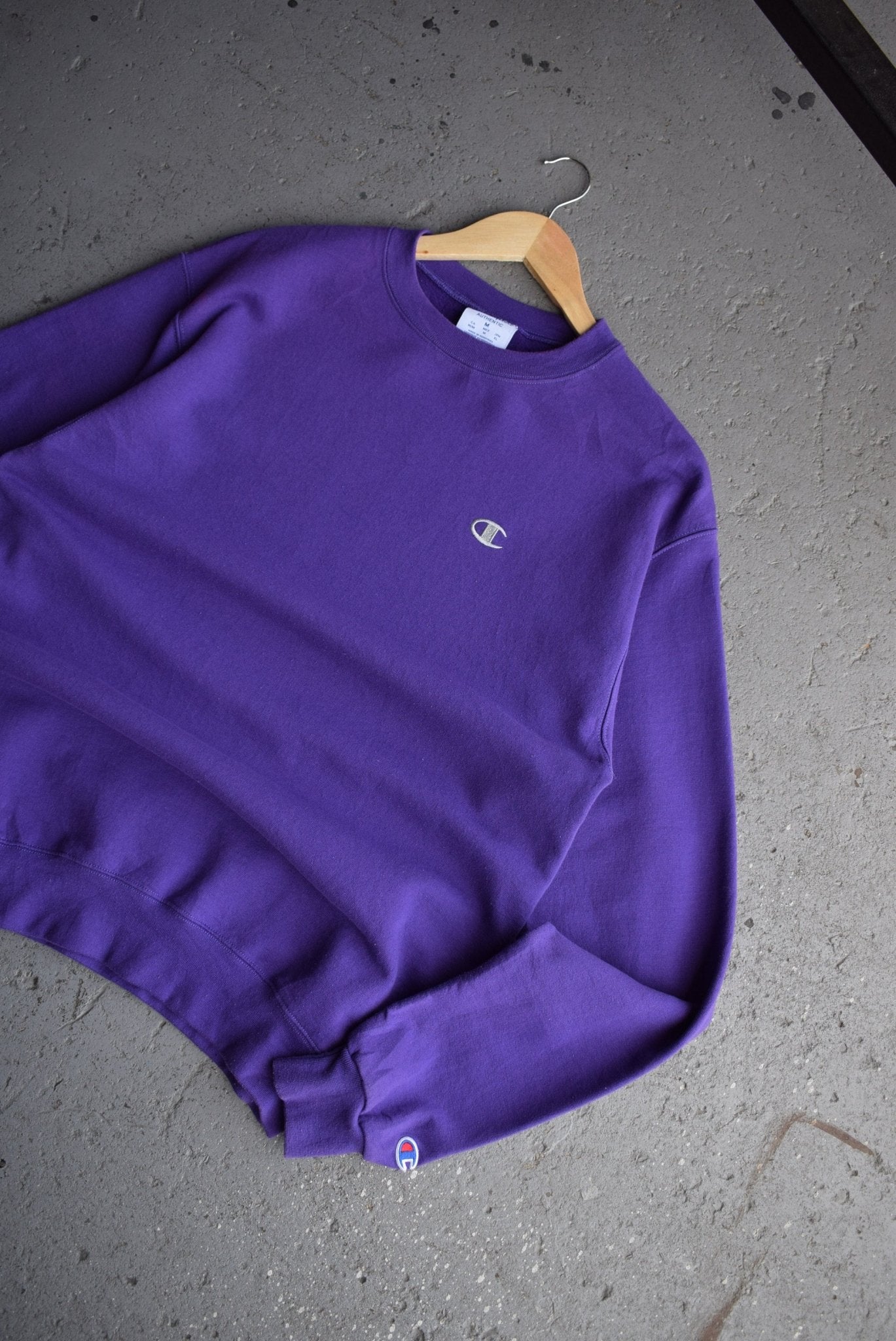 Vintage Champion Classic Logo Embroidered Crewneck (M/L) - Retrospective Store