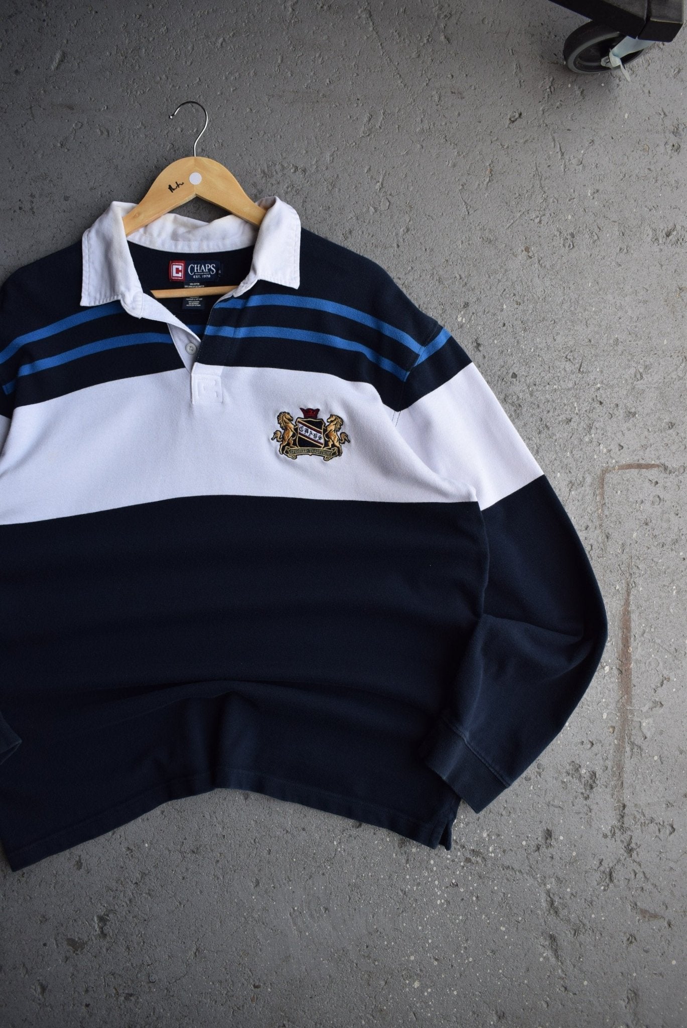 Vintage Chaps Ralph Lauren Embroidered Rugby Polo (XL) - Retrospective Store