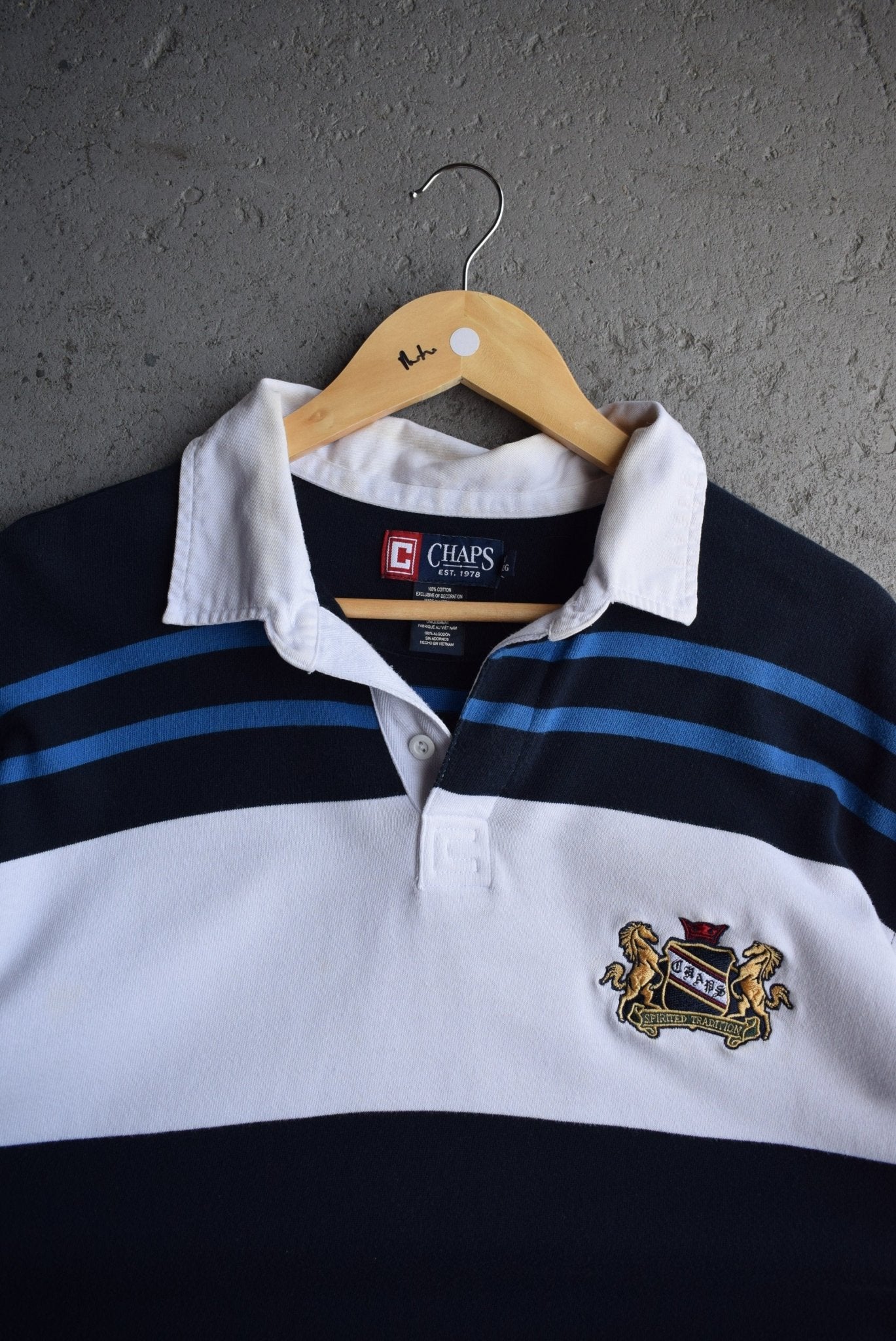 Vintage Chaps Ralph Lauren Embroidered Rugby Polo (XL) - Retrospective Store