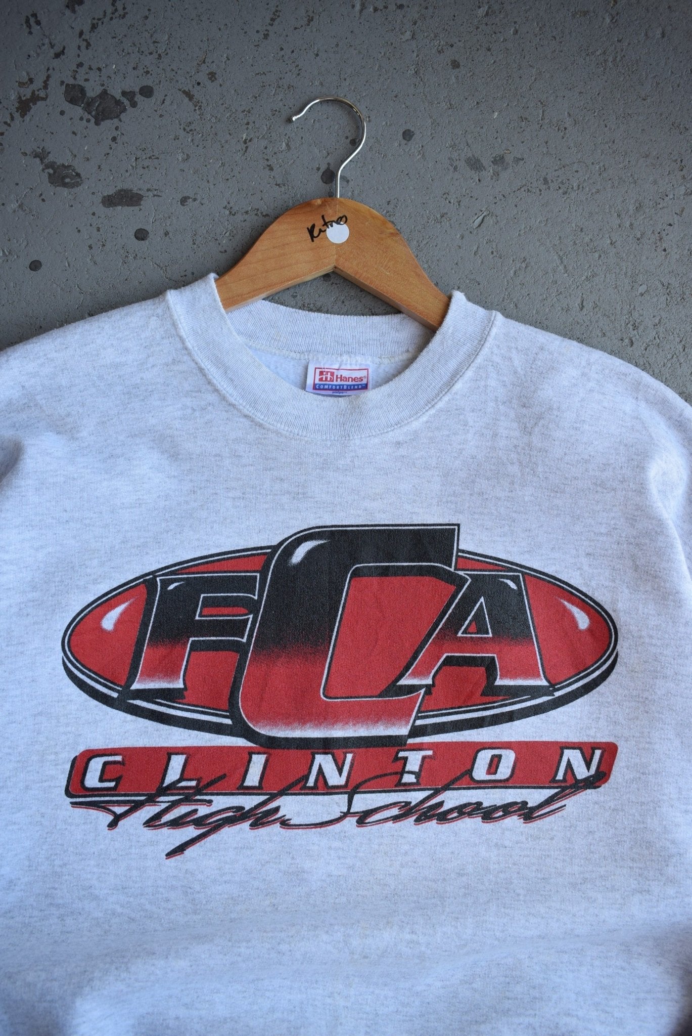 Vintage Clinton High School Phil 4:13 Graphic Crewneck (M) - Retrospective Store