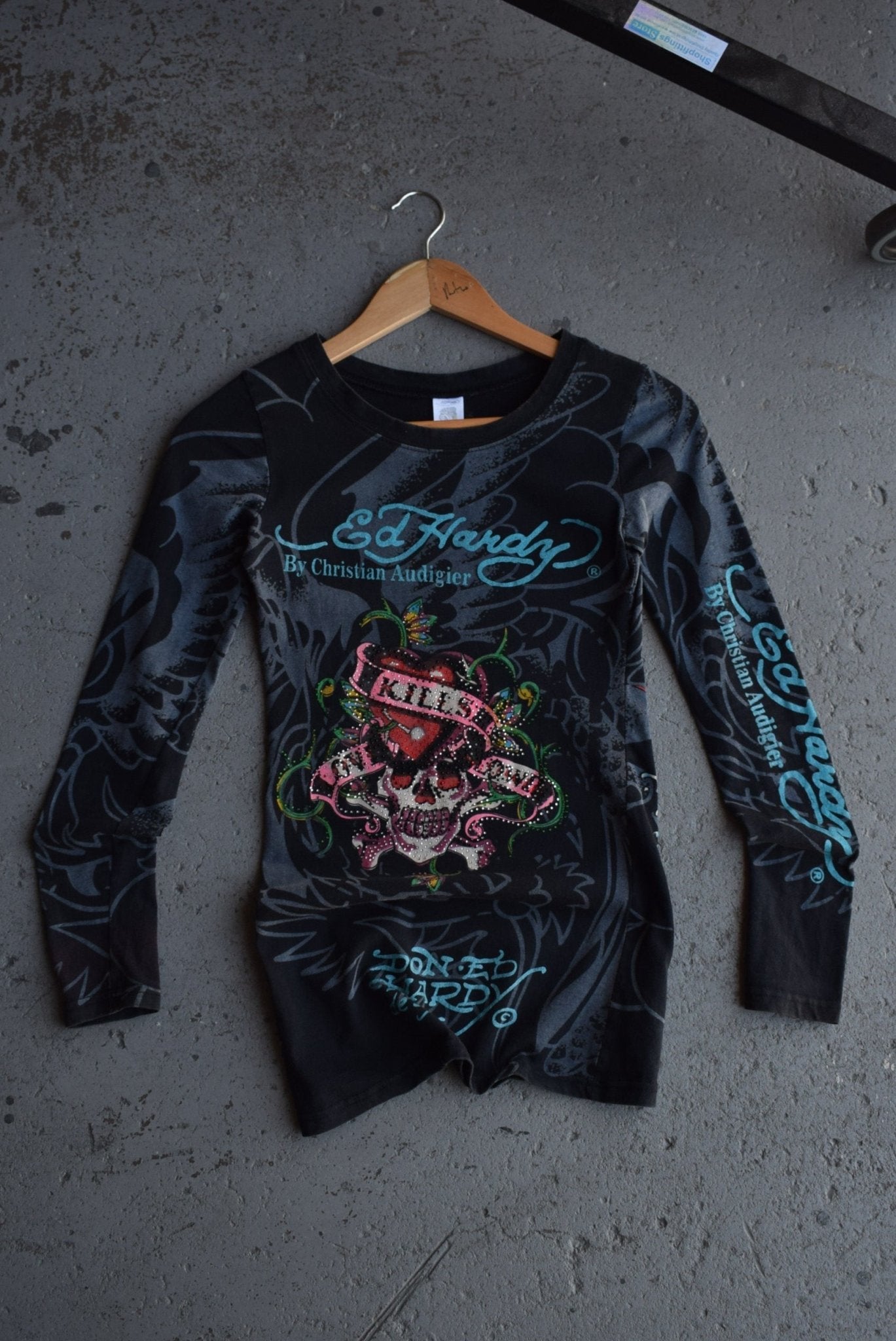 Vintage Ed Hardy Graphic Long Sleeve Tee (Women's S) - Retrospective Store