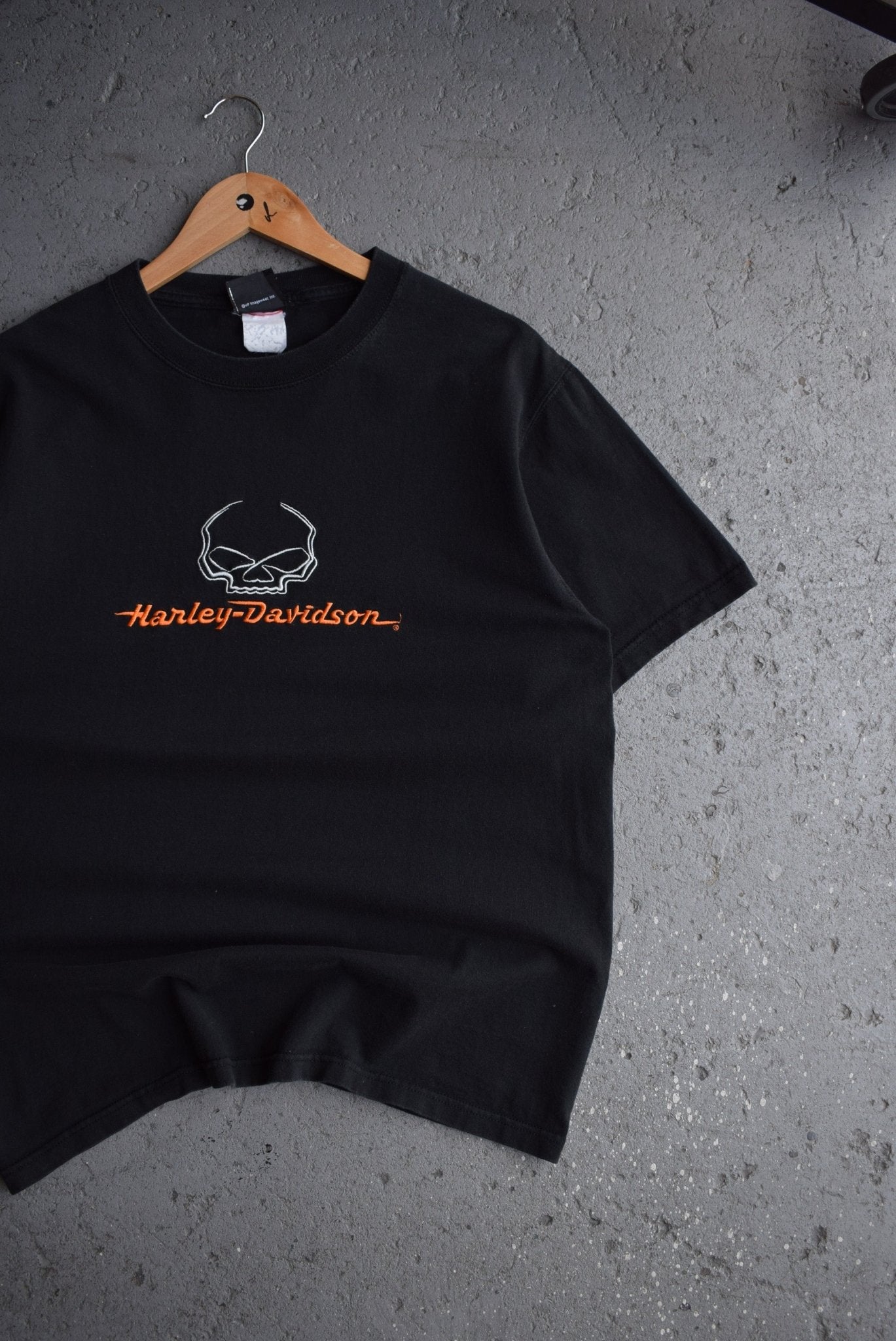 Vintage Harley Davidson Spellout Embroidered Tee (L) - Retrospective Store
