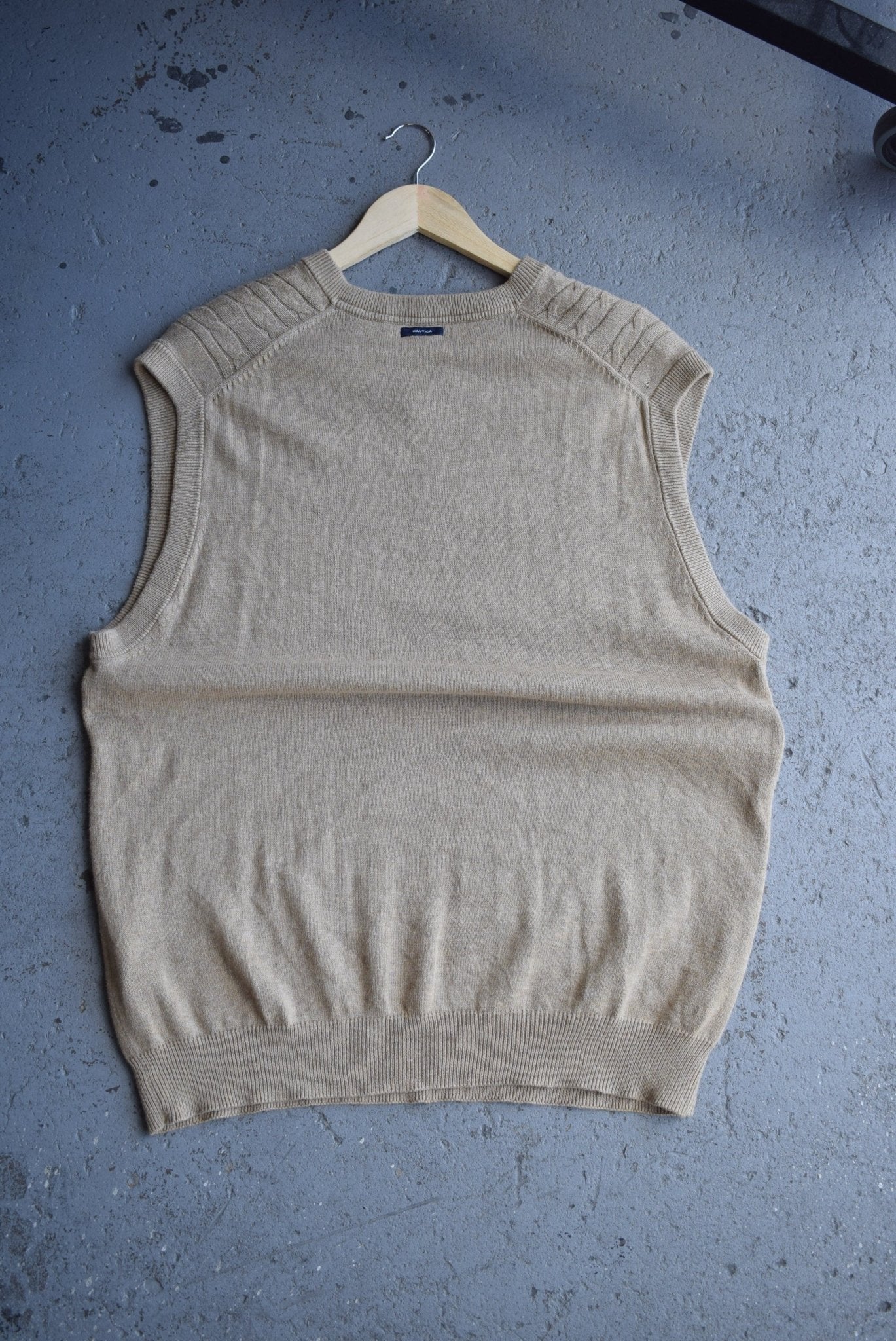 Vintage Nautica Classic Logo Embroidered Cable Knit Vest (XL) - Retrospective Store