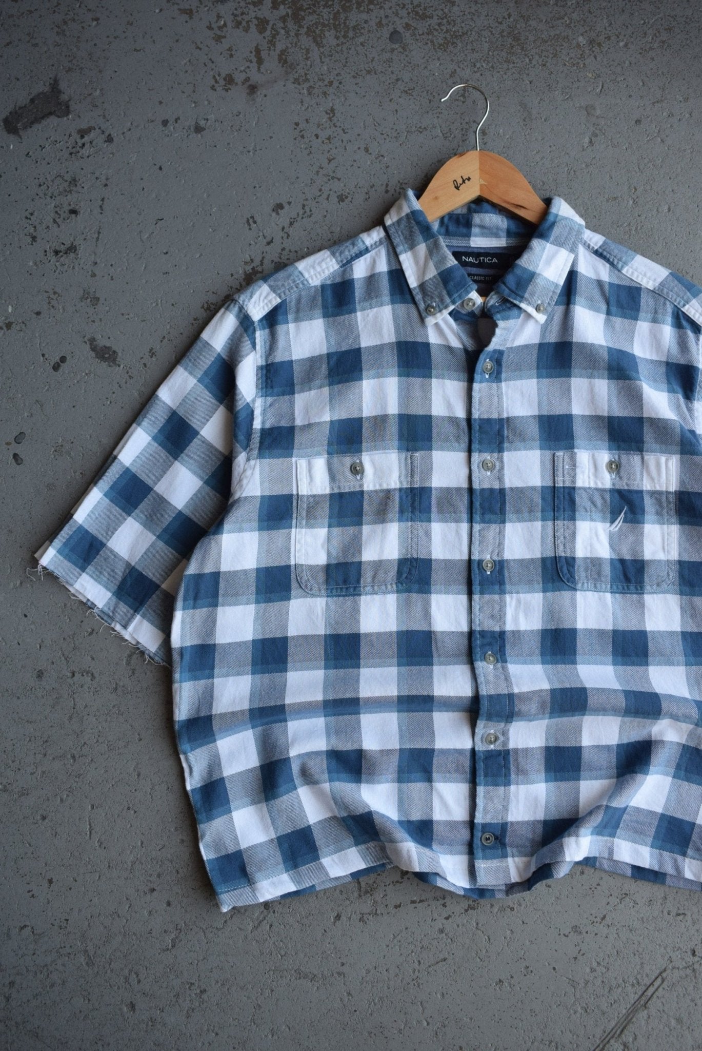 Vintage Nautica Cropped Button Up (M) - Retrospective Store