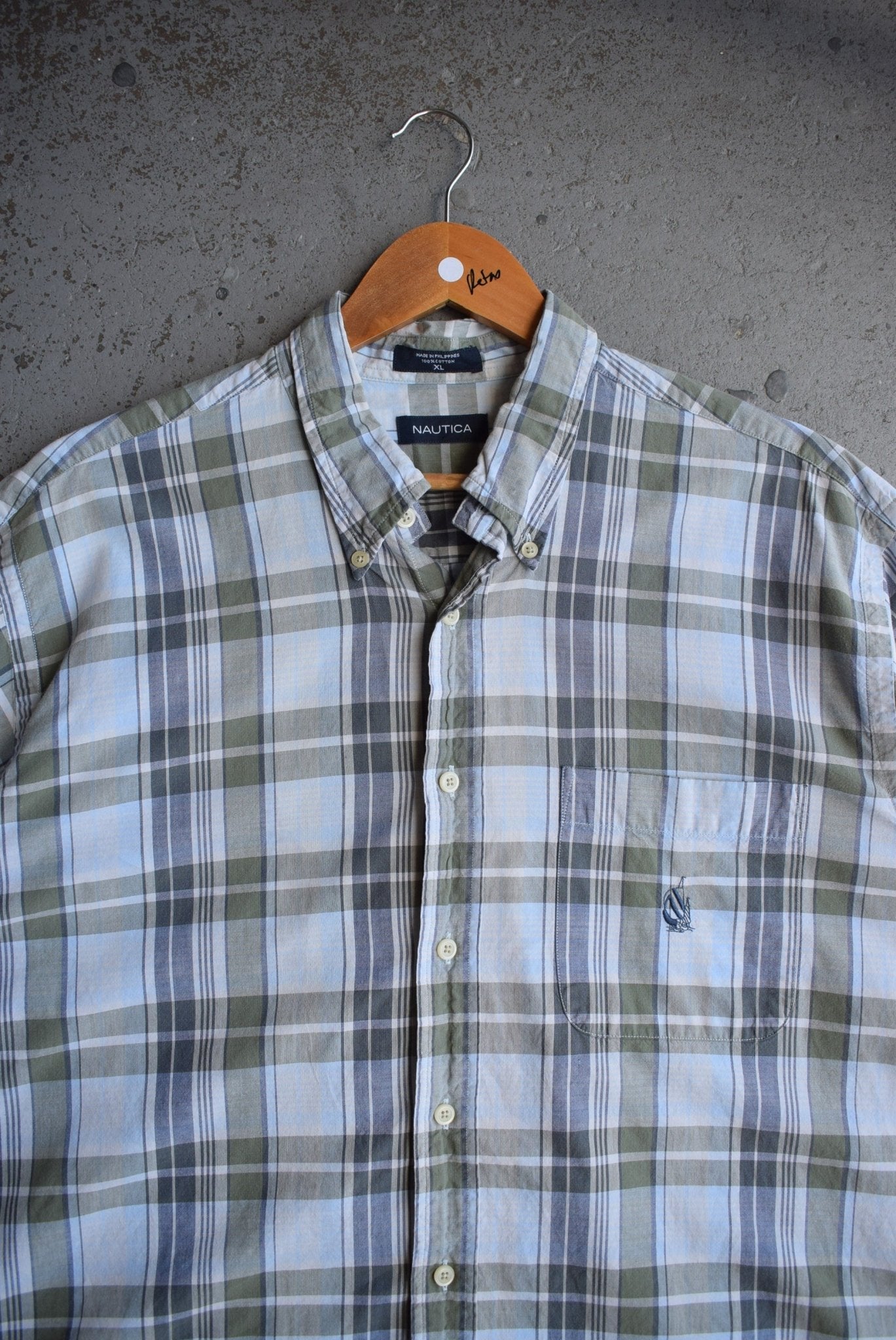 Vintage Nautica Cropped Button Up (XL) - Retrospective Store