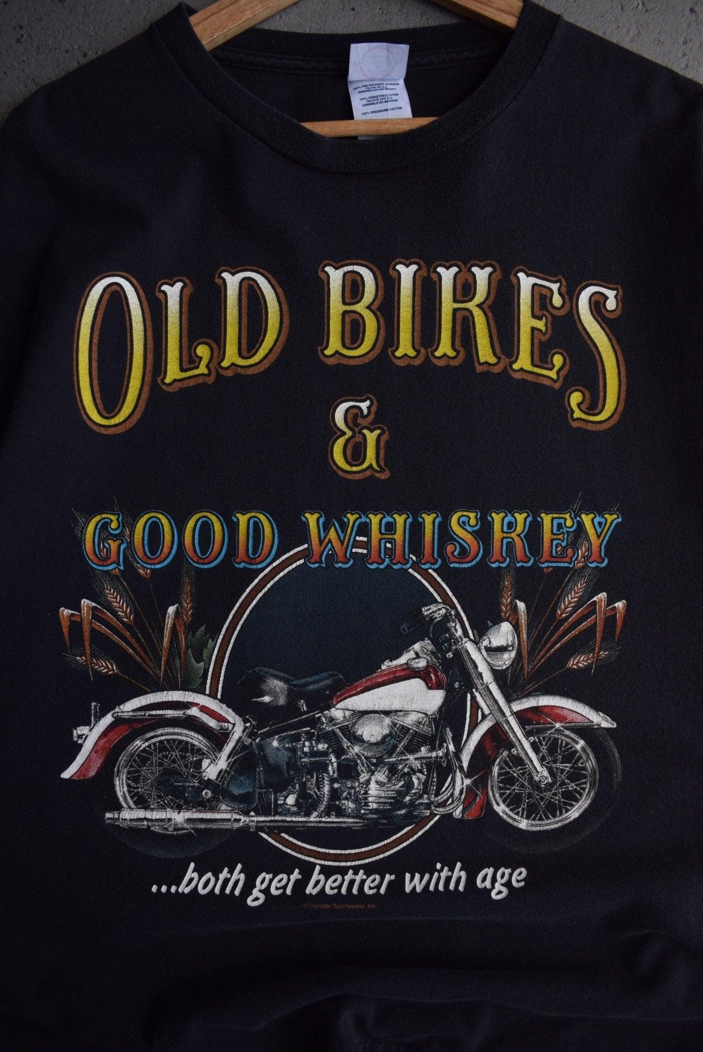 Vintage Old Bikes & Good Whiskey Tee (L) - Retrospective Store