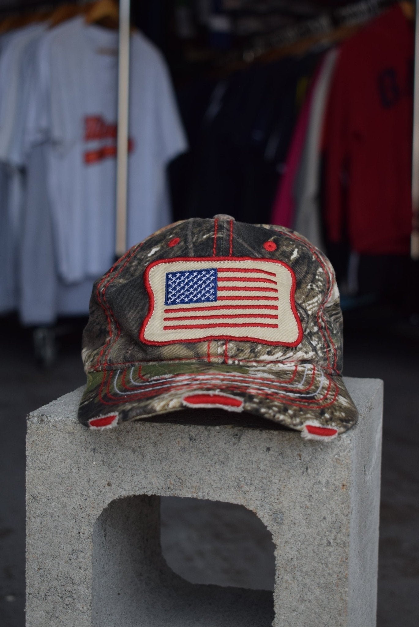 Vintage Real Tree Camo Flag Hat - Retrospective Store