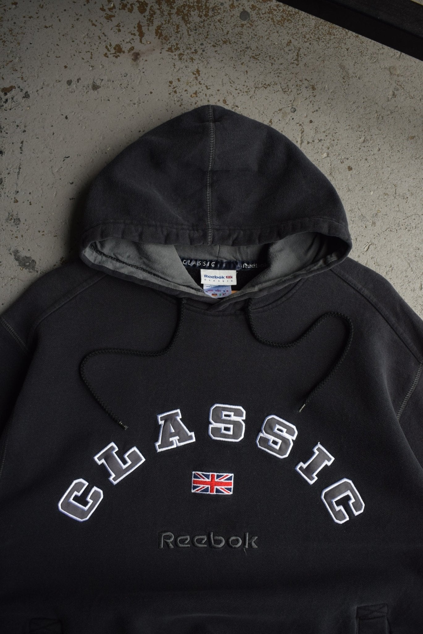 Vintage Reebok Classic Embroidered Spellout Hoodie (L/XL) - Retrospective Store