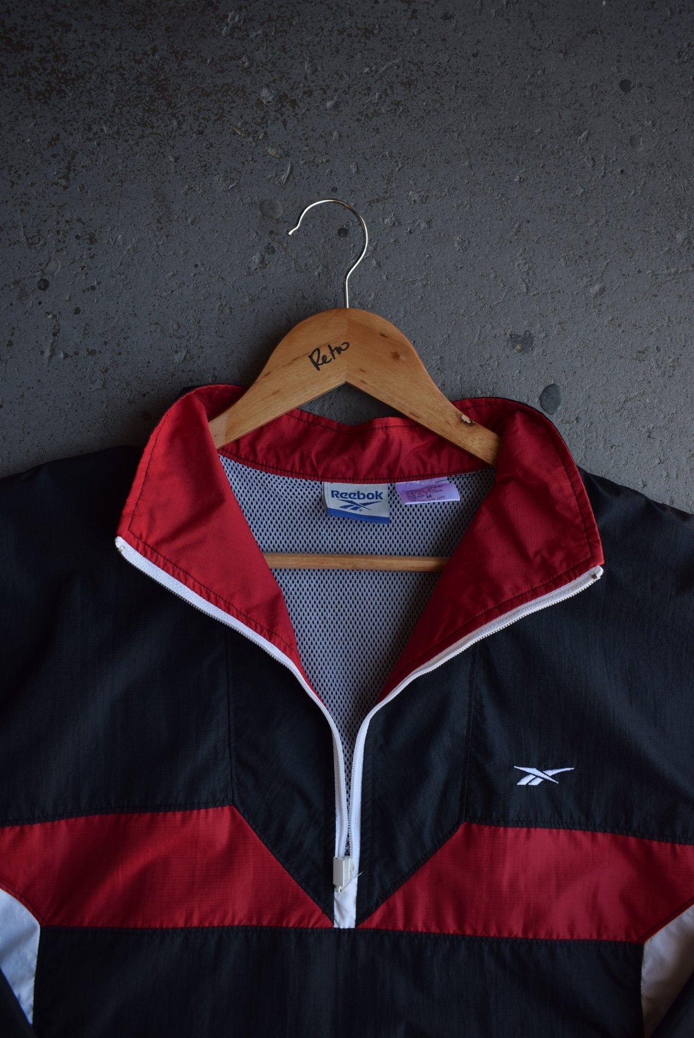 Vintage Reebok Classic Logo Embroidered Quarter Zip Jacket (M) - Retrospective Store