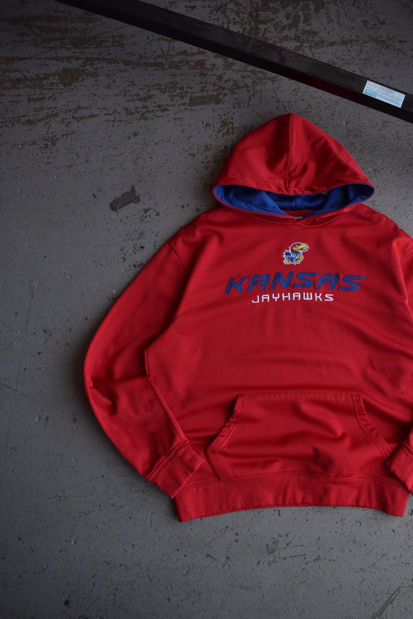 Vintage University of Kansas Jayhawks Embroidered Hoodie (XL) - Retrospective Store
