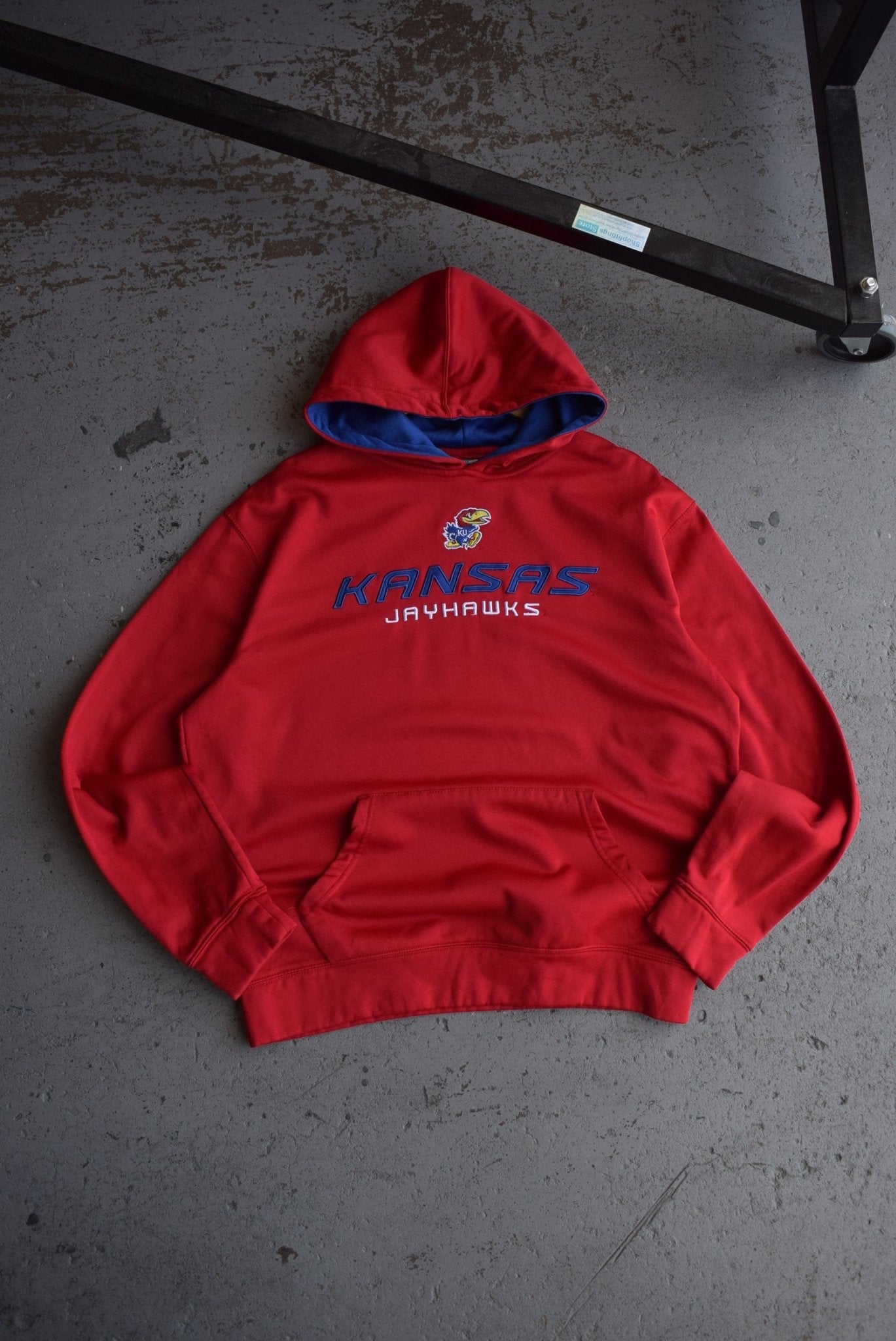 Vintage University of Kansas Jayhawks Embroidered Hoodie (XL) - Retrospective Store