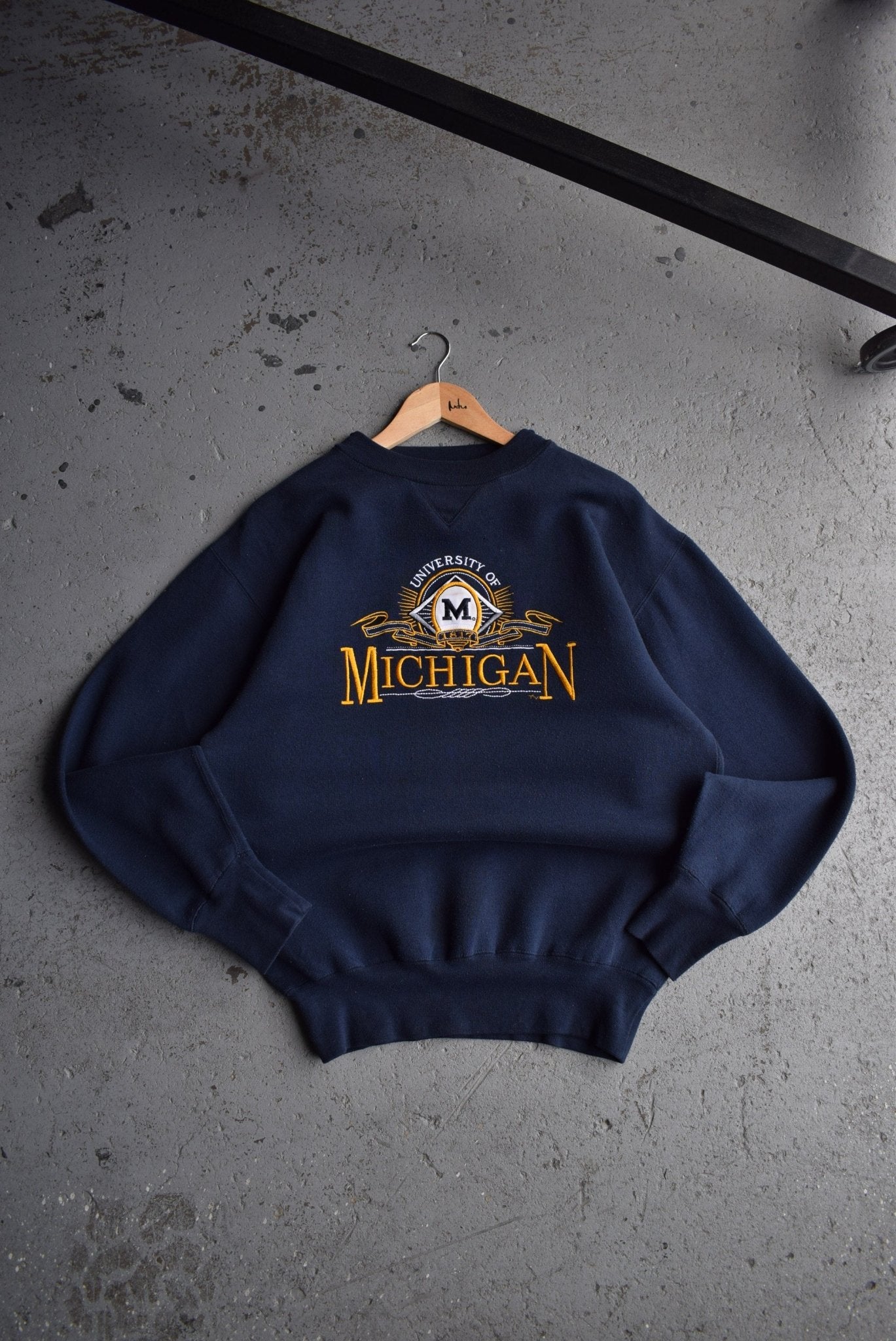 Vintage University of Michigan Embroidered Crewneck (M) - Retrospective Store