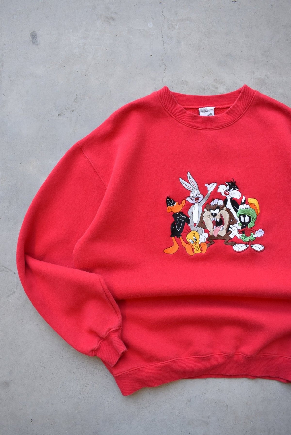 Warner Bros. Red Embroidered Crewneck — 1998 (M) - Retrospective Store