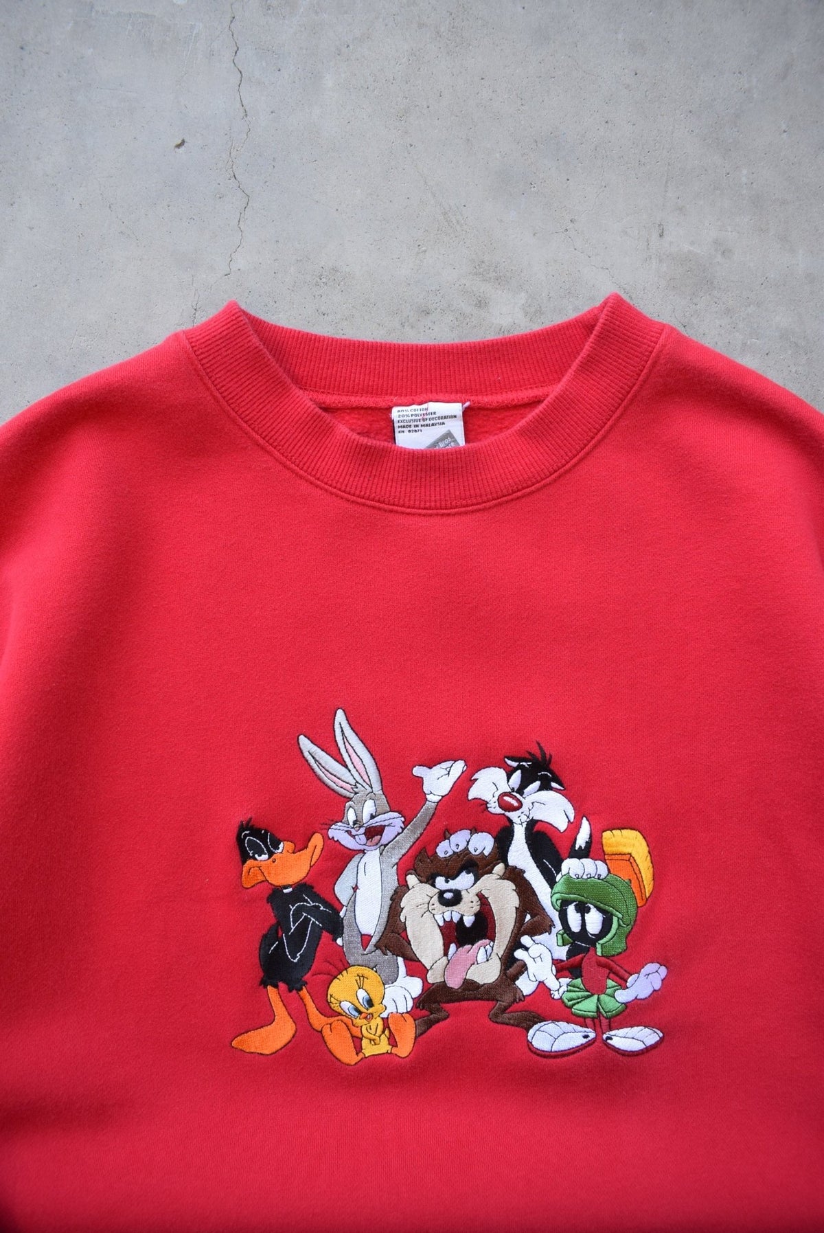 Warner Bros. Red Embroidered Crewneck — 1998 (M) - Retrospective Store