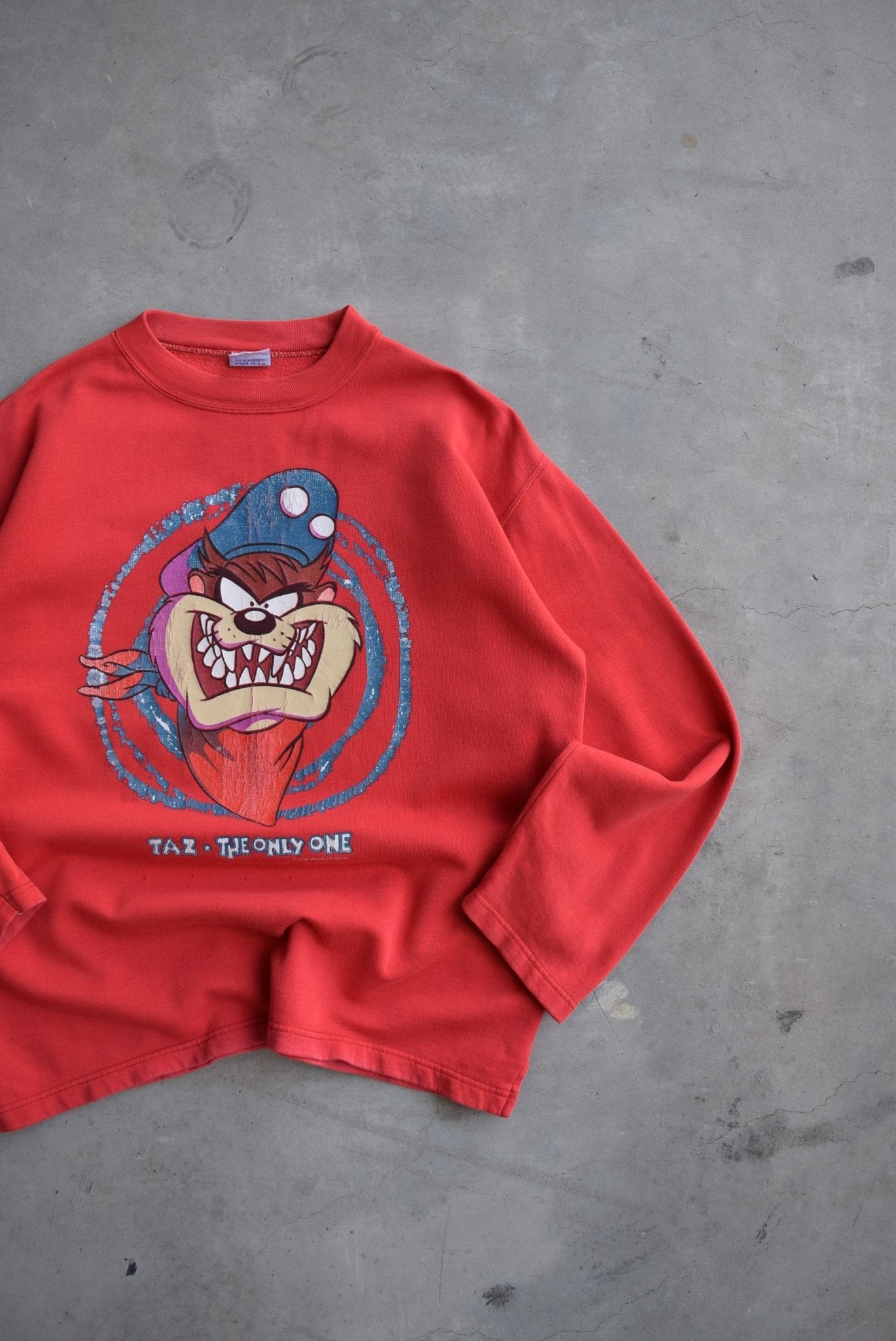 Warner Bros. Taz Red Graphic Crewneck — 1996 (S/M) - Retrospective Store