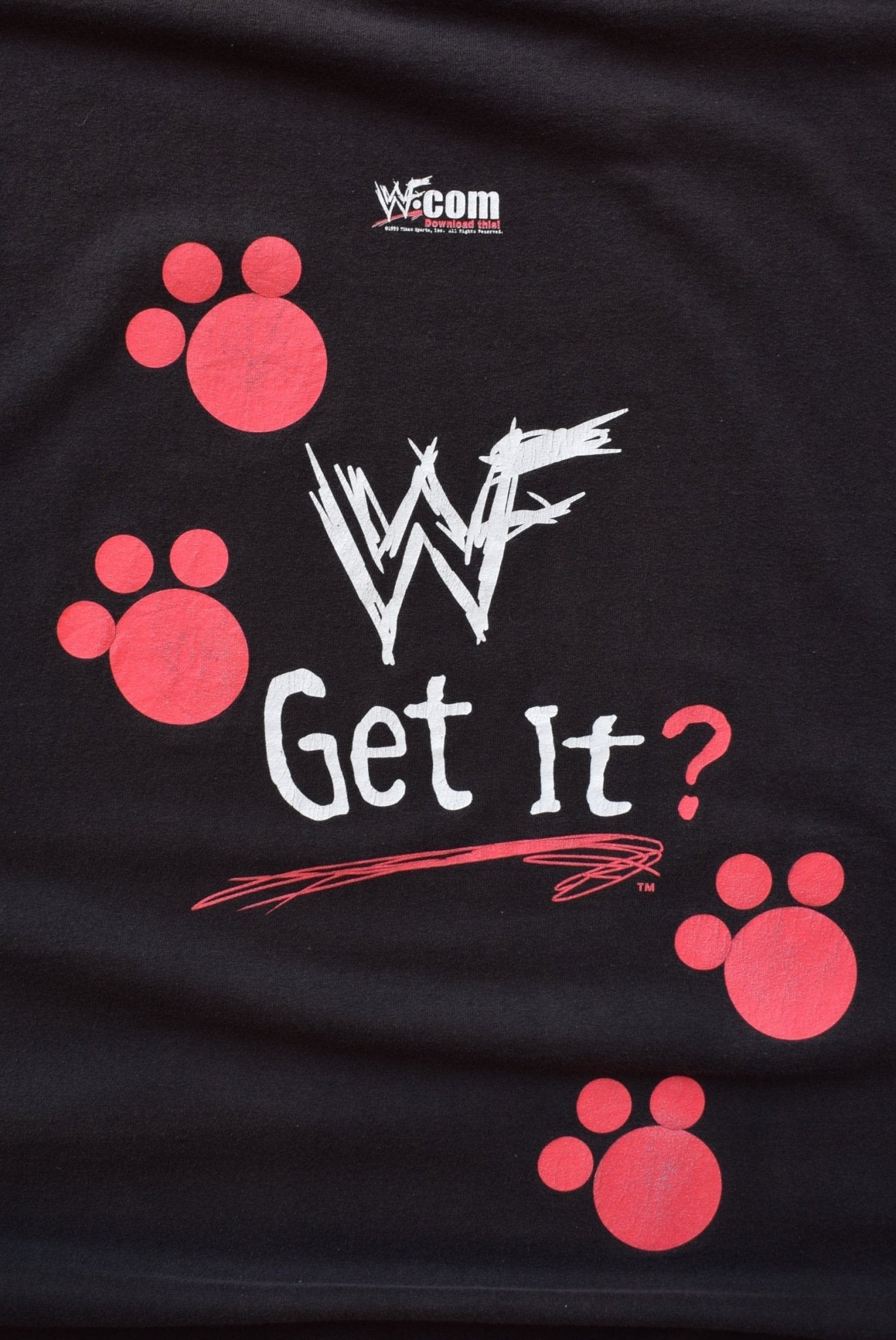 WWF Jerry Lawler 'Show Me Your Puppies!' Black Graphic Tee — 1995 (XL) - Retrospective Store