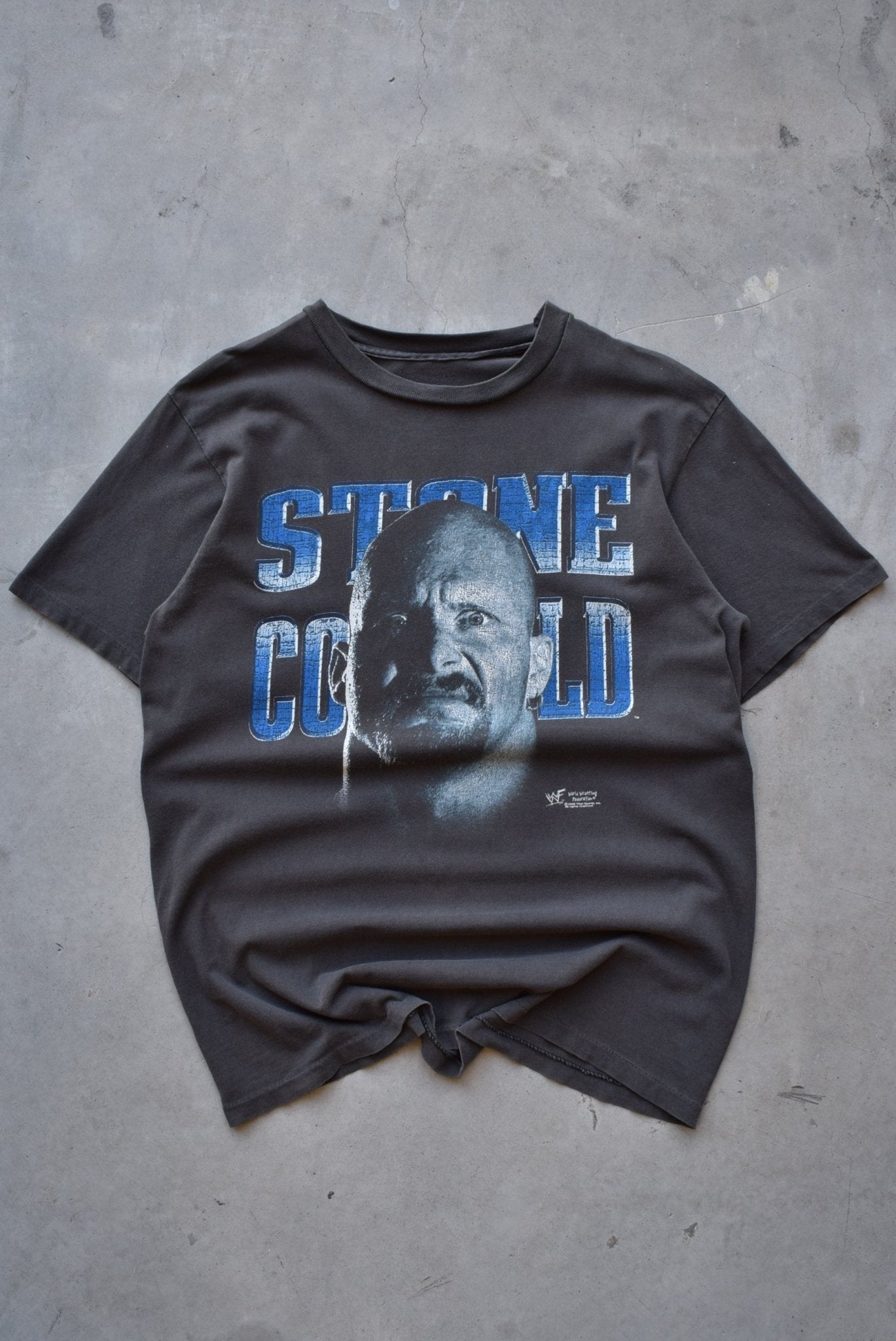 WWF Stone Cold Steve Austin Faded-Black Graphic Tee — 1996 (L) - Retrospective Store