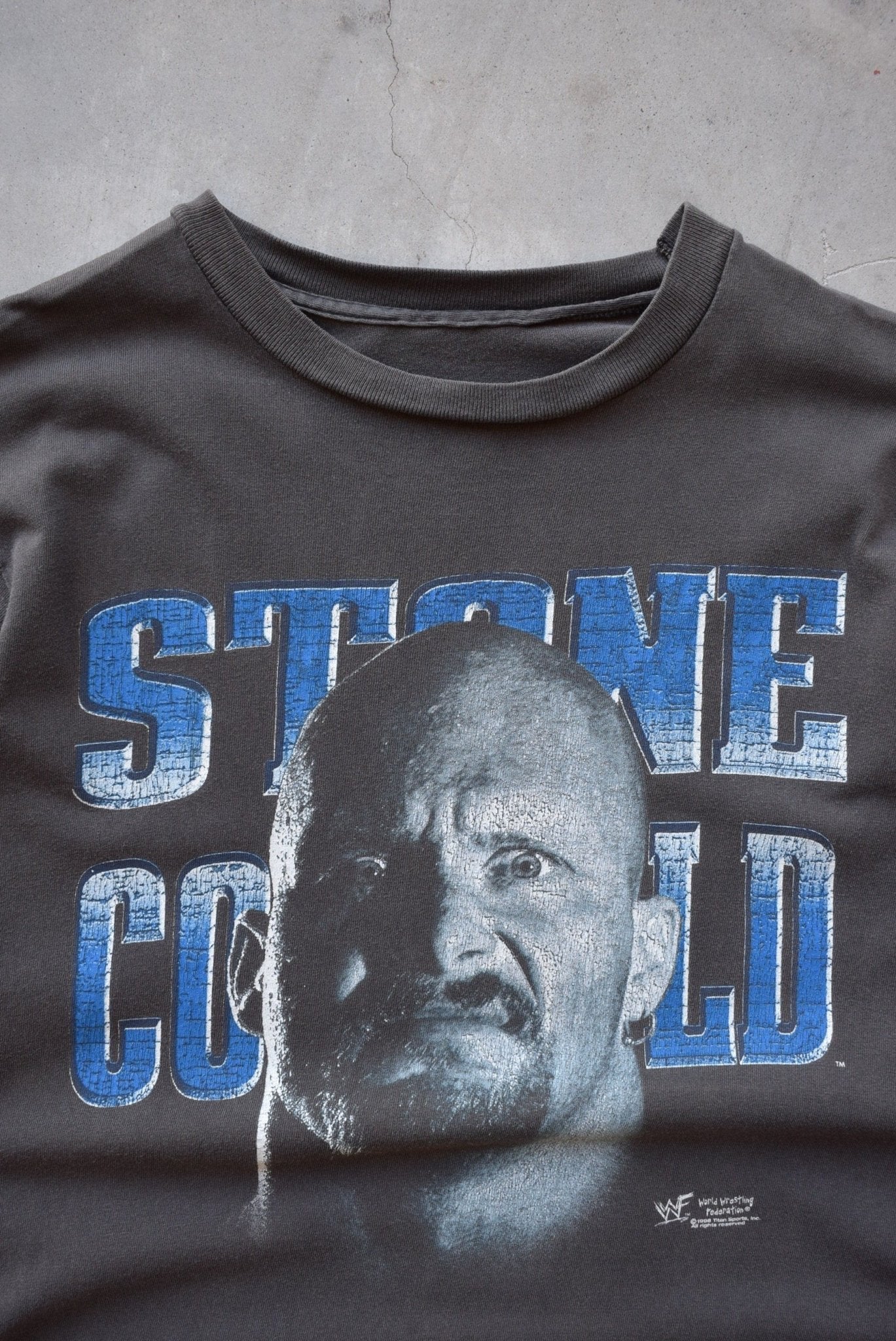 WWF Stone Cold Steve Austin Faded-Black Graphic Tee — 1996 (L) - Retrospective Store