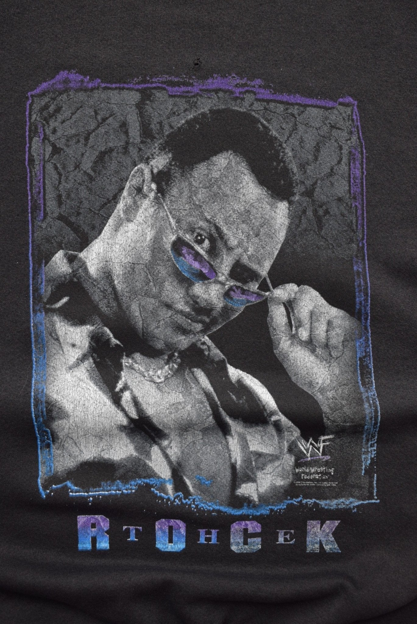 WWF The Rock Black Graphic Crewneck — 1998 (XL) - Retrospective Store