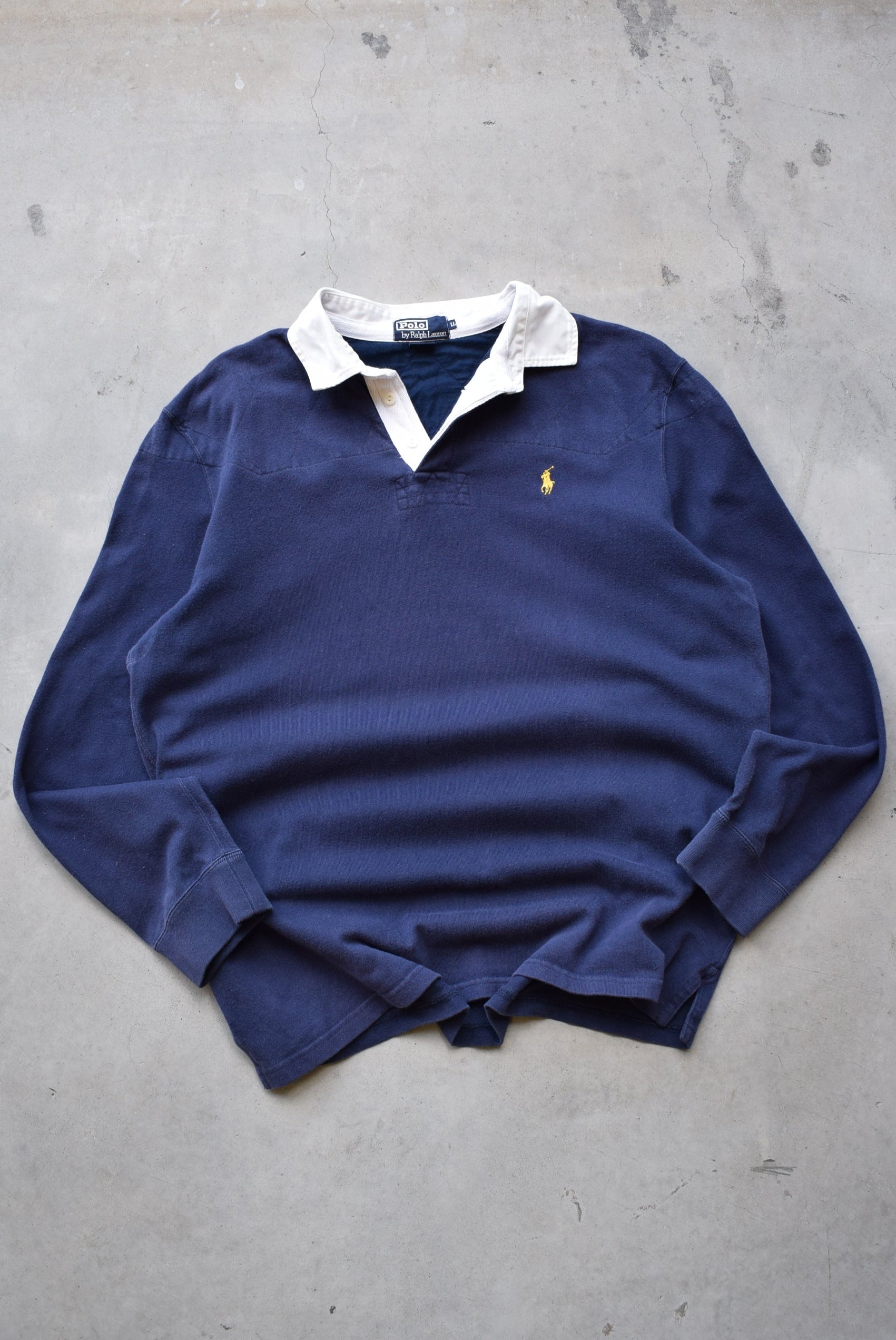Polo Ralph Lauren Navy Embroidered Rugby Polo — 1990s (XL