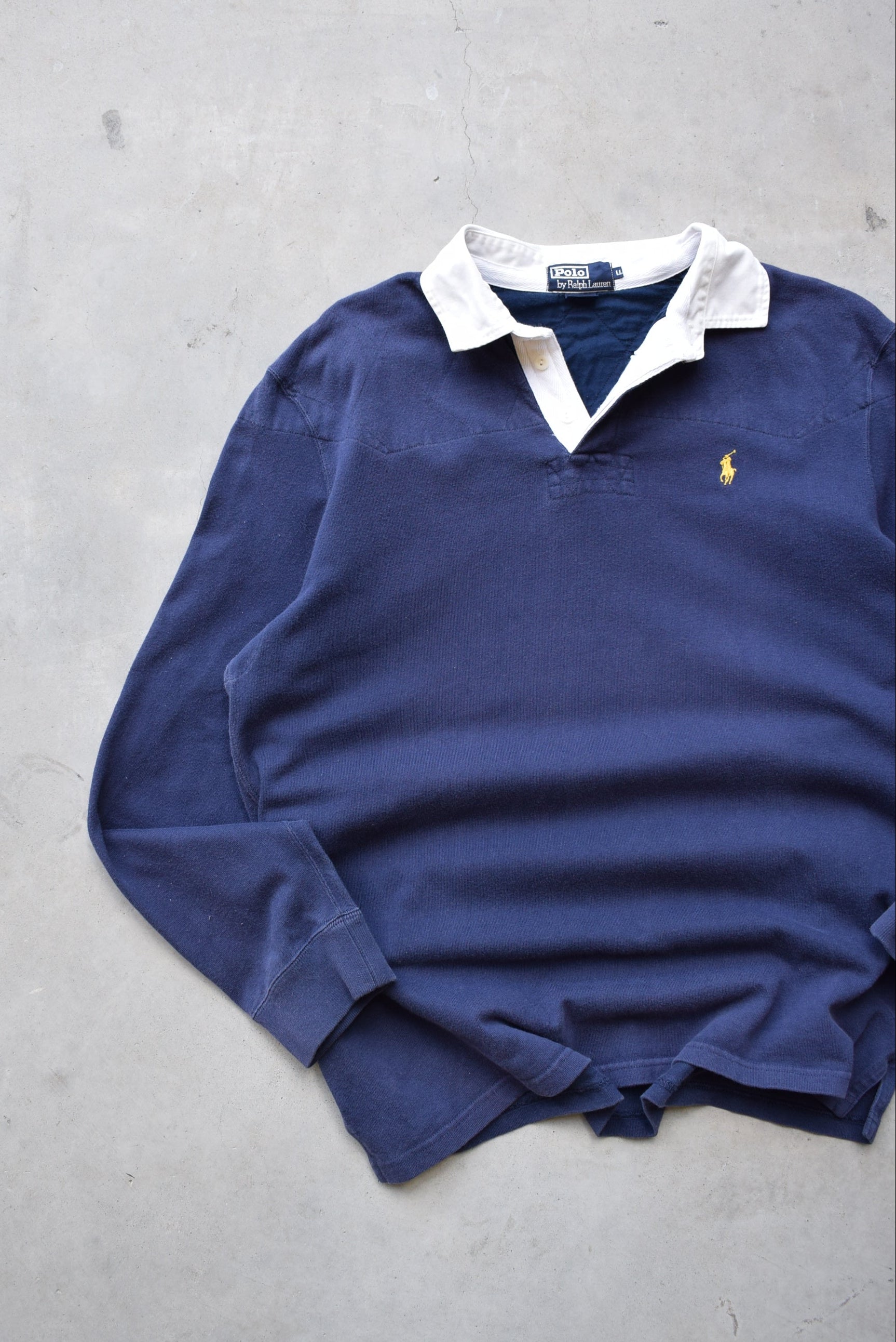 Polo Ralph Lauren Navy Embroidered Rugby Polo — 1990s (XL