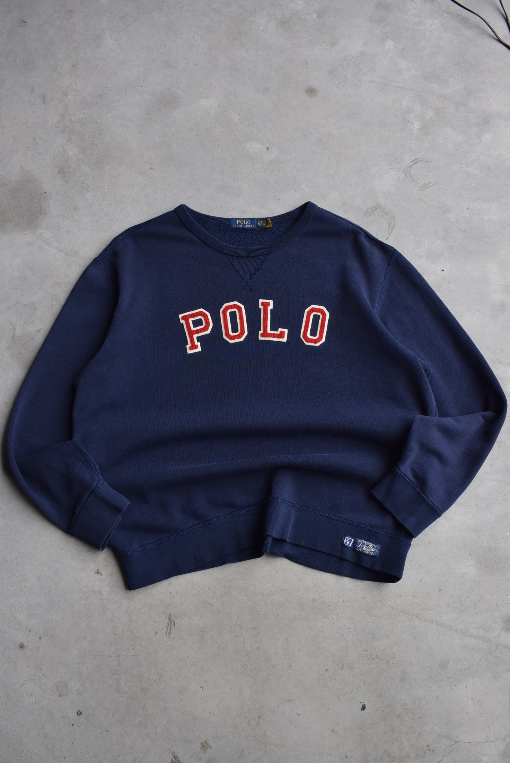 Polo Ralph Lauren Navy Embroidered Spellout Crewneck — 2000s (XL