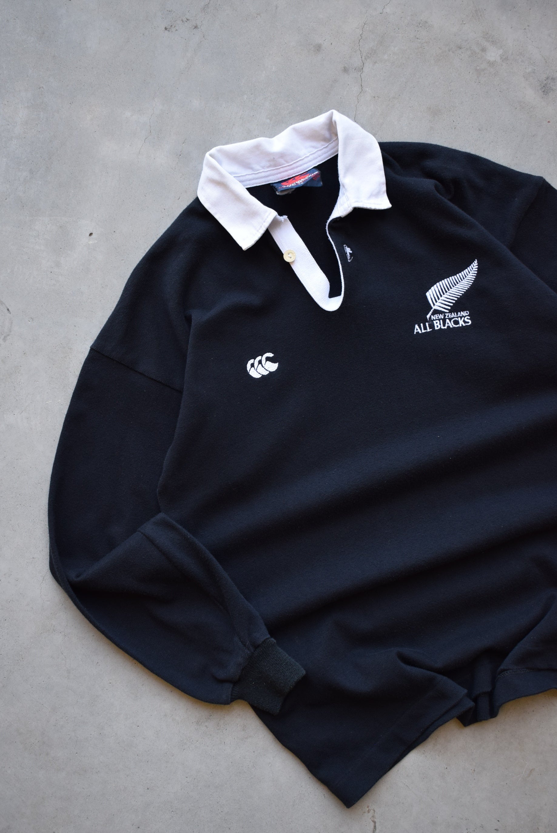 Canterbury x New Zealand All Blacks Black Embroidered Rugby Polo