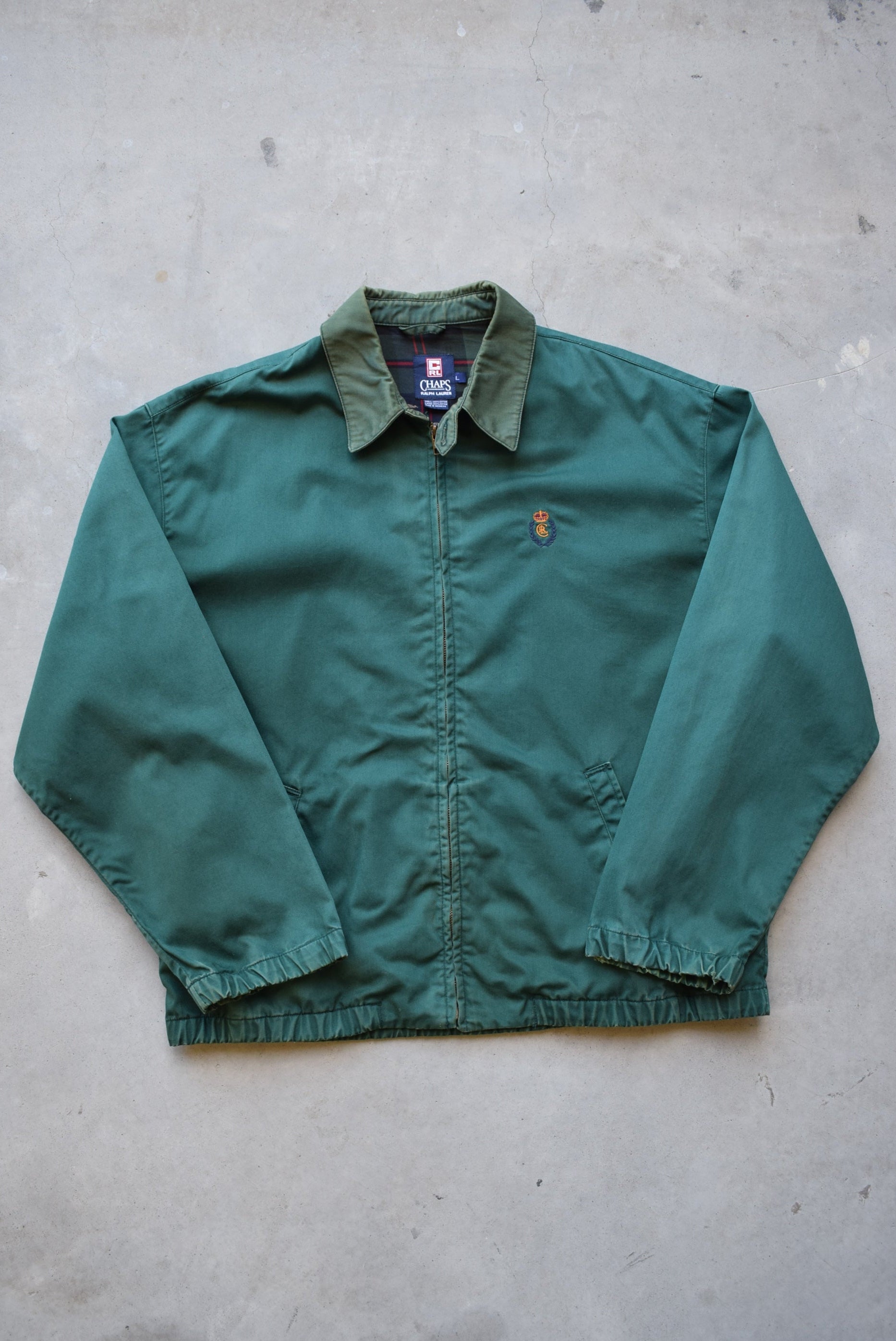 Chaps Ralph Lauren Green Embroidered Harrington Jacket — 2000s (L