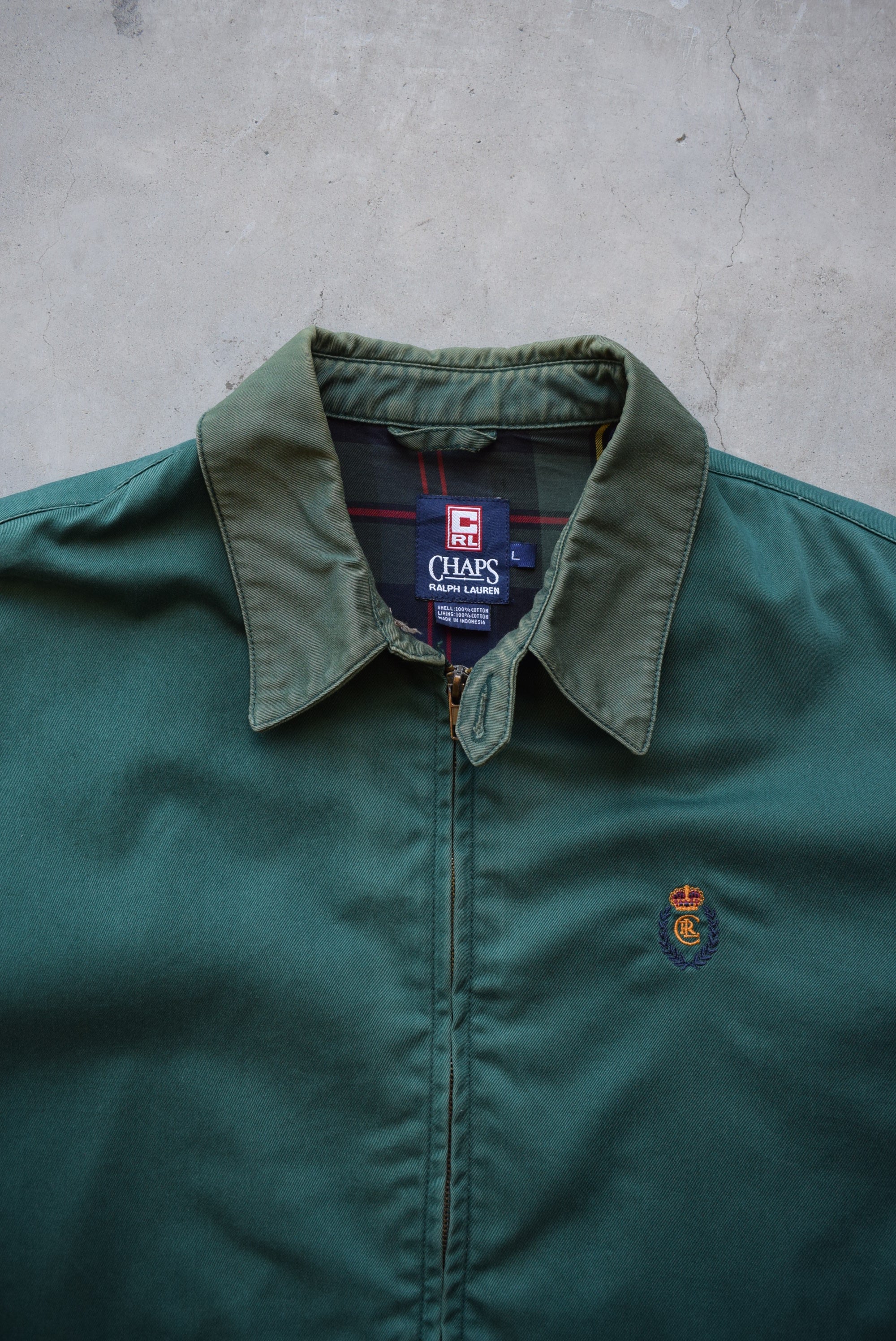Chaps Ralph Lauren Green Embroidered Harrington Jacket — 2000s (L