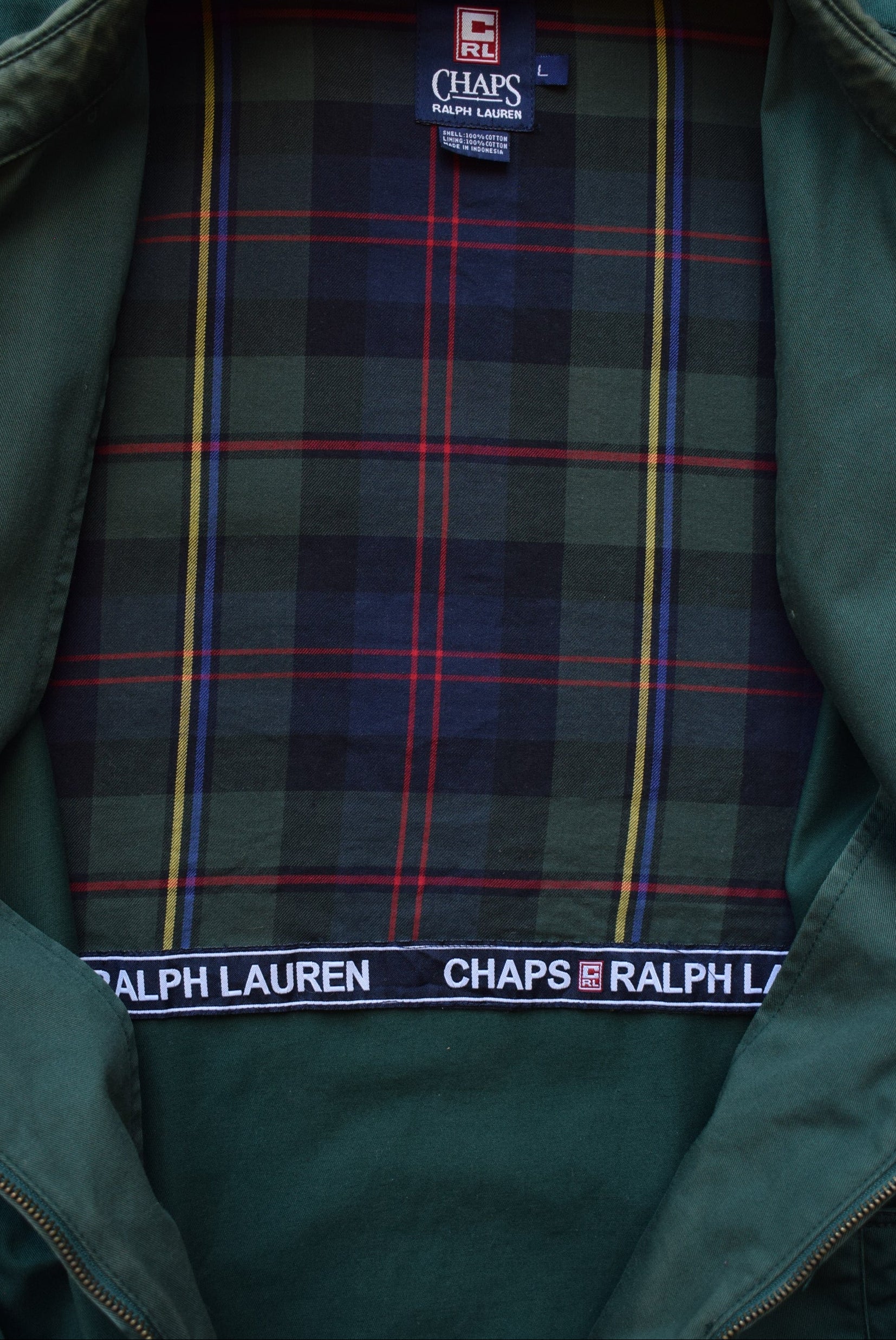 Chaps Ralph Lauren Green Embroidered Harrington Jacket — 2000s (L