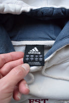 Adidas '1949' Cream & Navy Embroidered Hoodie — 2000s (L) - Retrospective Store