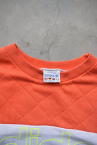 Adidas Action Wear Black & Orange Embroidered Spellout Crewneck — 1980s (M) - Retrospective Store