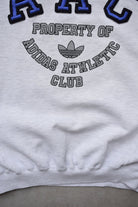 Adidas Athletic Club Grey Embroidered Spellout Crewneck — 1990s (M) - Retrospective Store