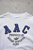 Adidas Athletic Club Grey Embroidered Spellout Crewneck — 1990s (M) - Retrospective Store