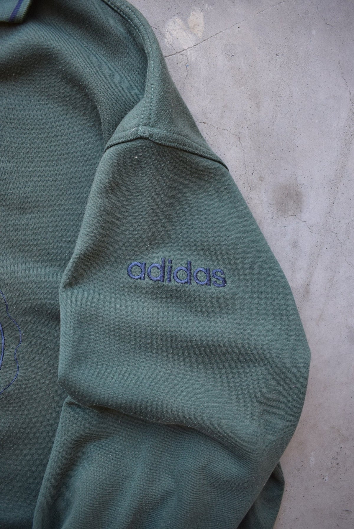 Adidas Athletic Green Embroidered Collared Sweatshirt — 1990s (L) - Retrospective Store