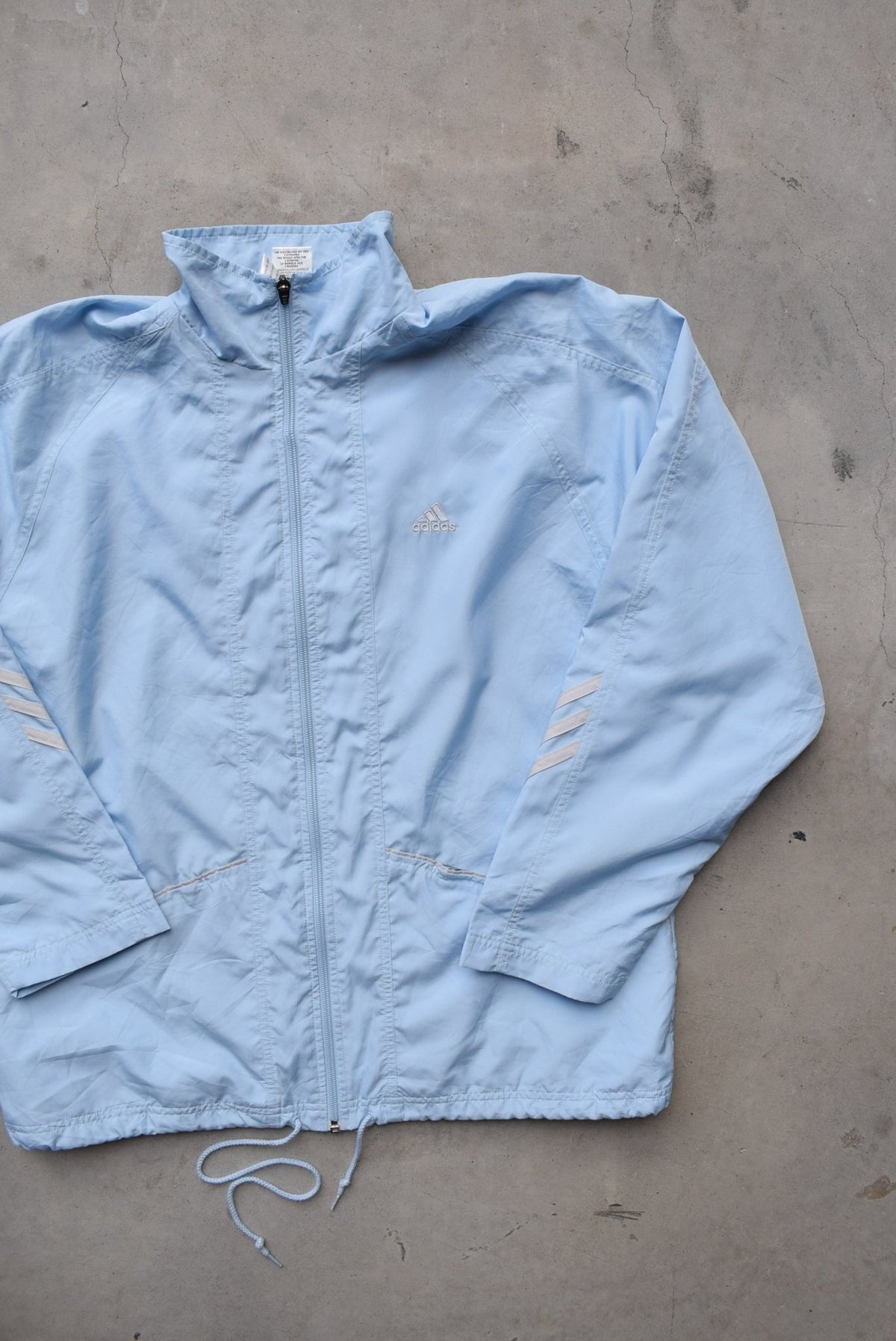 Adidas Baby-Blue Embroidered Spellout Jacket — 1990s (M/L) - Retrospective Store
