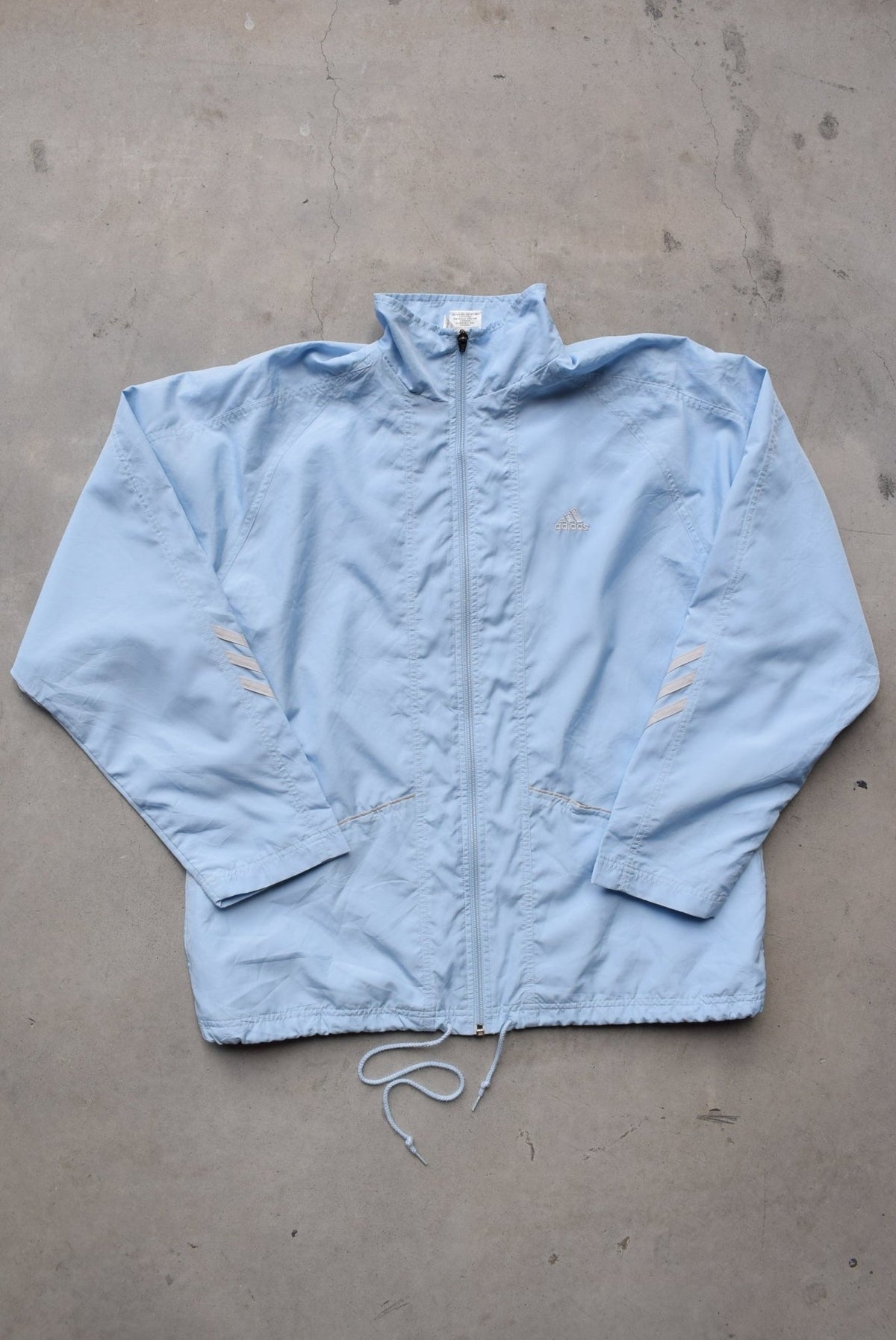 Adidas Baby-Blue Embroidered Spellout Jacket — 1990s (M/L) - Retrospective Store