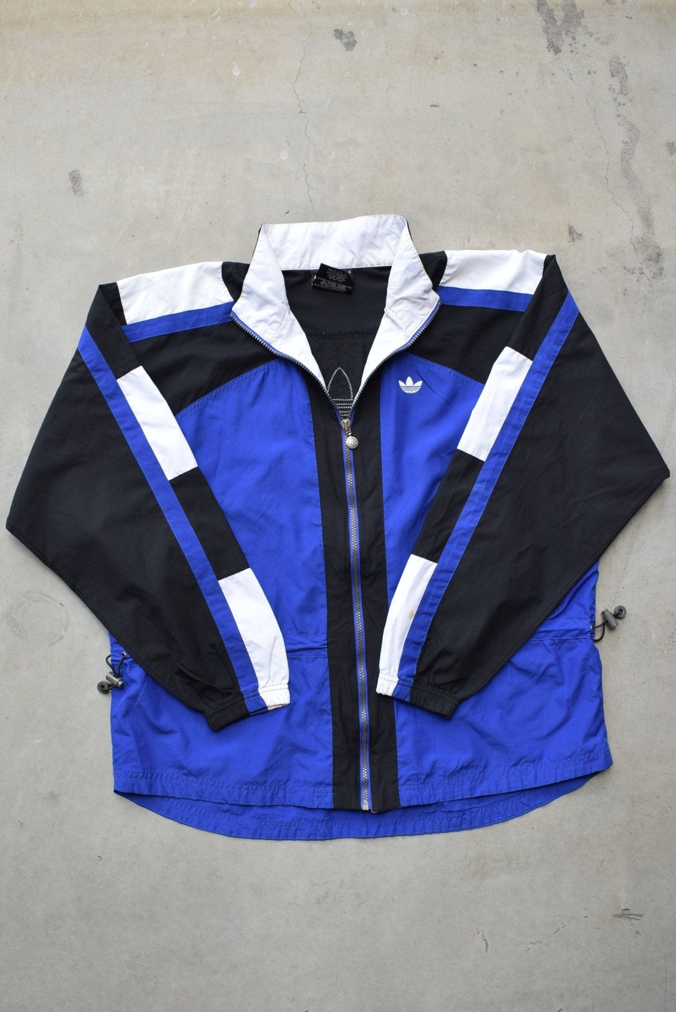 Adidas Black & Blue Embroidered Logo Spray Jacket — 1990s (L) - Retrospective Store
