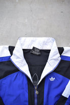 Adidas Black & Blue Embroidered Logo Spray Jacket — 1990s (L) - Retrospective Store