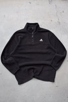 Adidas Black Embroidered Classic Logo Quarter Zip Fleece — 1990s (L) - Retrospective Store