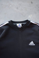 Adidas Black Embroidered Spellout Crewneck — 1990s (L) - Retrospective Store