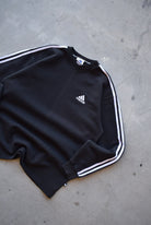 Adidas Black Embroidered Spellout Crewneck — 1990s (L) - Retrospective Store