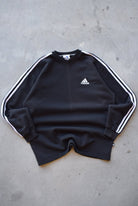 Adidas Black Embroidered Spellout Crewneck — 1990s (L) - Retrospective Store